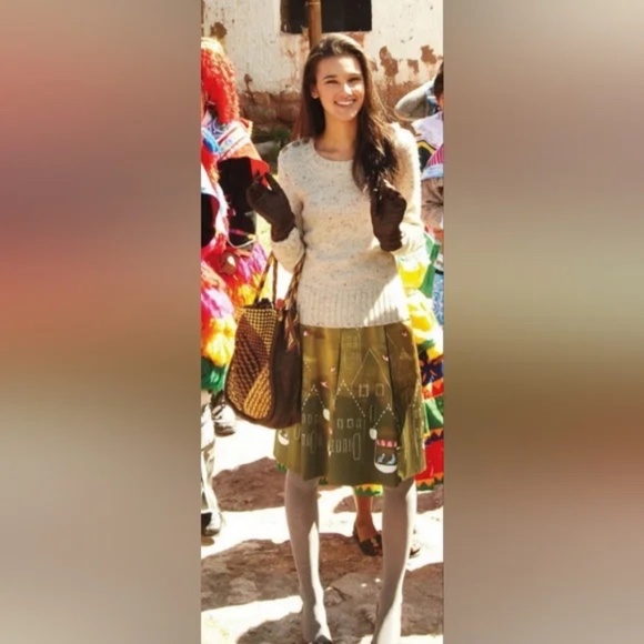 Anthropologie Feathered Village Skirt 0P - Picture 2 of 5